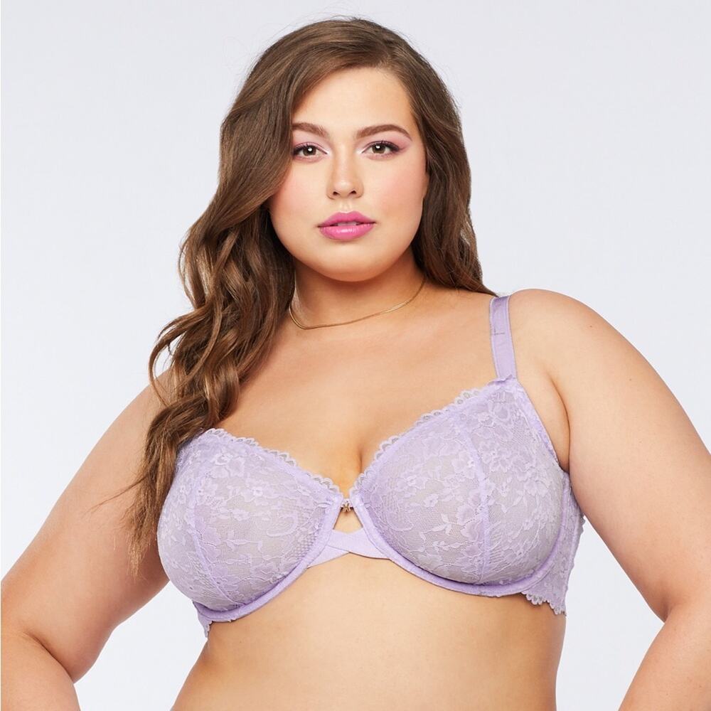 Savage X Fenty Lavender Floral Lace Unlined Bra Size 46 DDD
